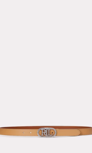 RALPH LAUREN Oval-Logo Reversible Leather Skinny Belt