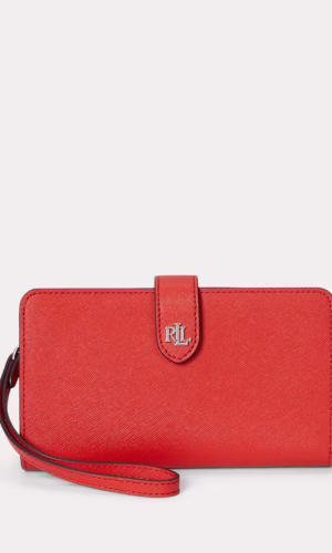 RALPH LAUREN Crosshatch Leather Tech Wristlet