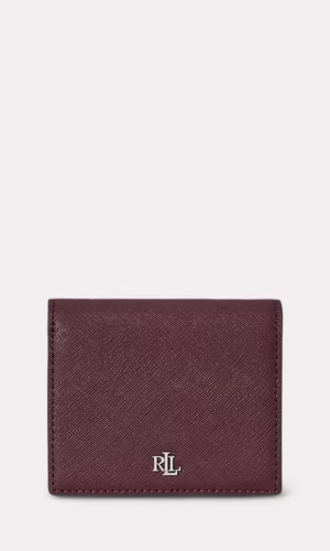 RALPH LAUREN Crosshatch Leather Compact Wallet